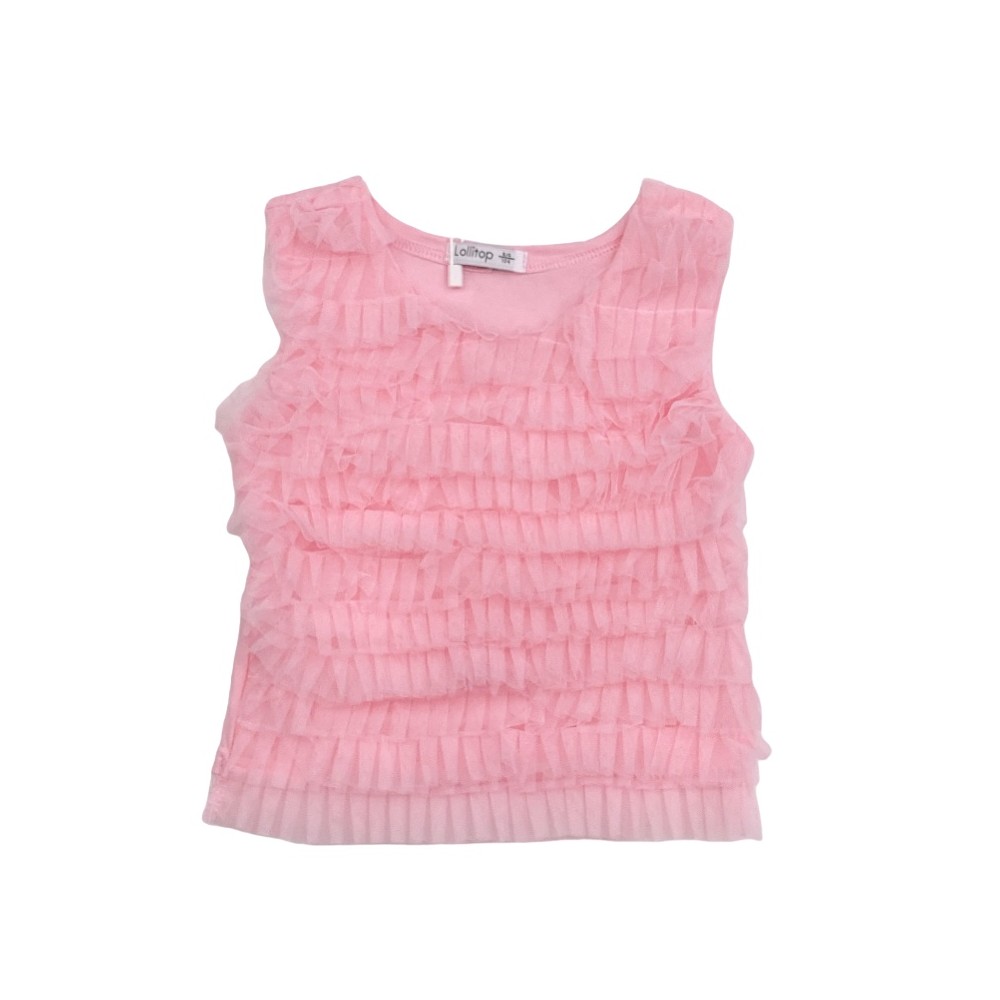 canotta girl jersey/tulle 3/4-11/12 anni