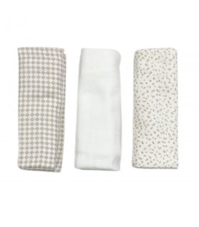 set 3 pezzi mussole cotone