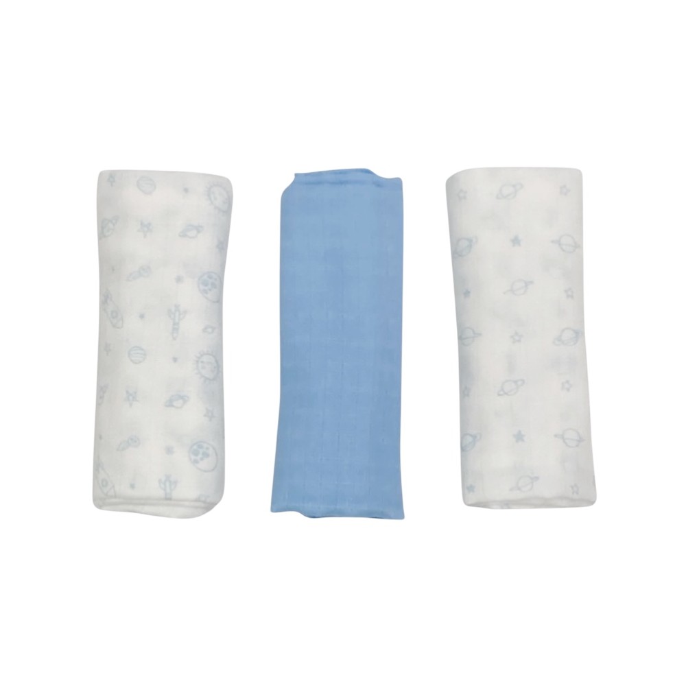 set 3 pezzi mussole cotone