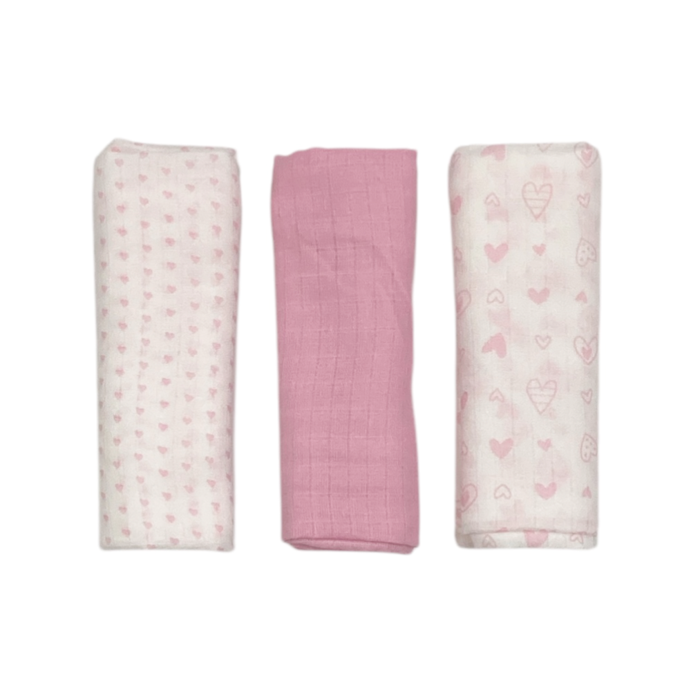 set 3 pezzi mussole cotone