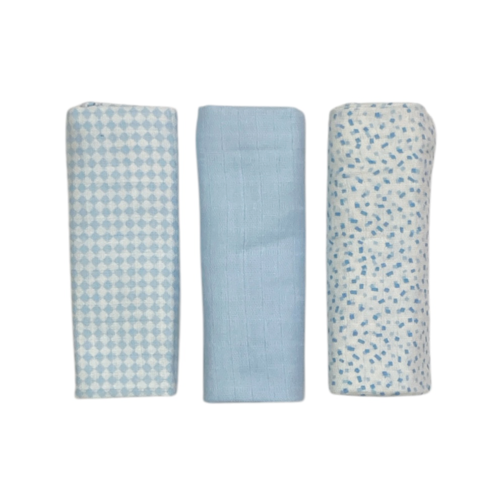 set 3 pezzi mussole cotone