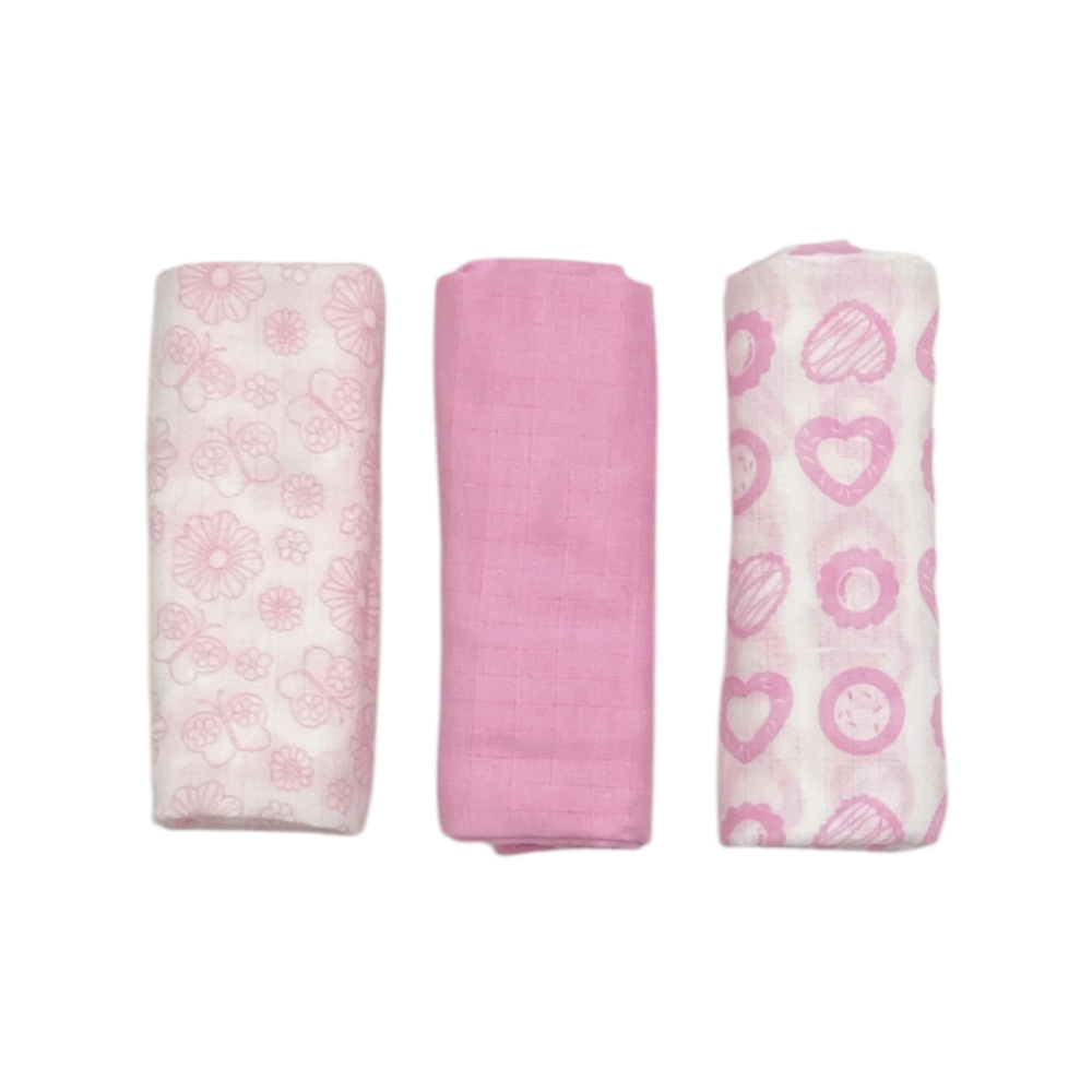 set 3 pezzi mussole cotone