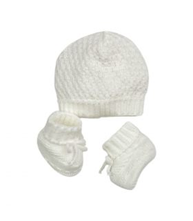 set cappellino e babbucce misto lana