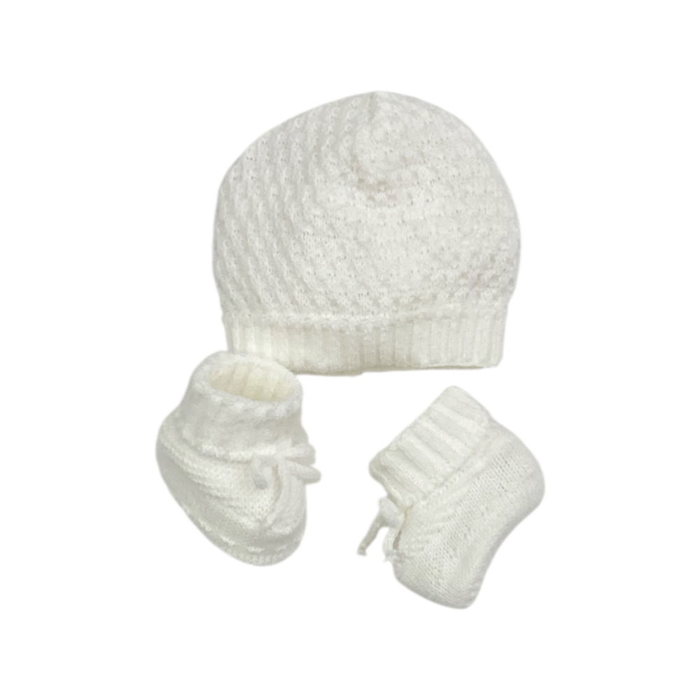 set cappellino e babbucce misto lana