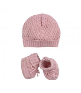 set cappellino + babbucce misto lana