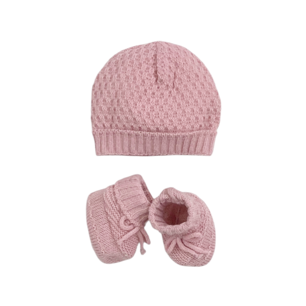 set cappellino + babbucce misto lana