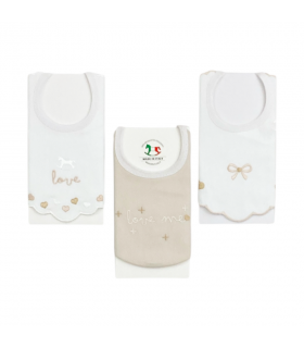 set 3 pezzi bavaglini cotone