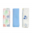 set 3 pezzi mussole cotone