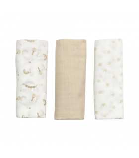 set 3 pezzi mussole cotone