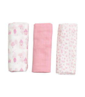 set 3 pezzi mussole cotone