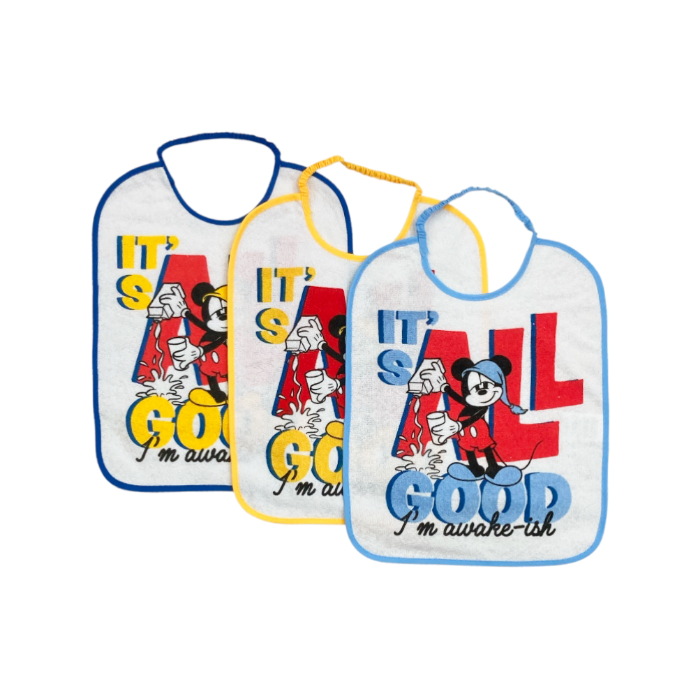set 3 pezzi bavette asilo mickey