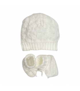 set cappellino + babbucce misto lana