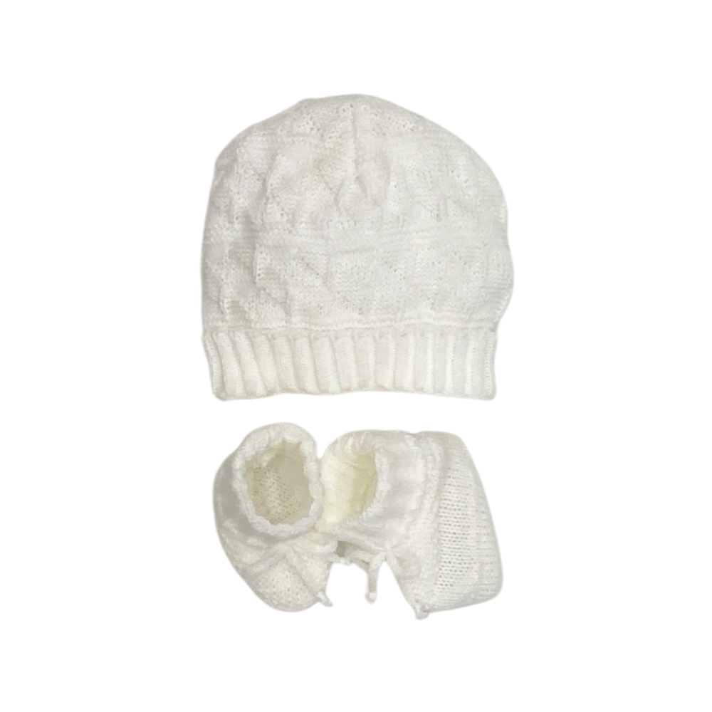set cappellino + babbucce misto lana