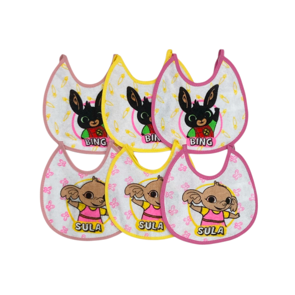 set 6 pezzi bavaglini spugna plastificata