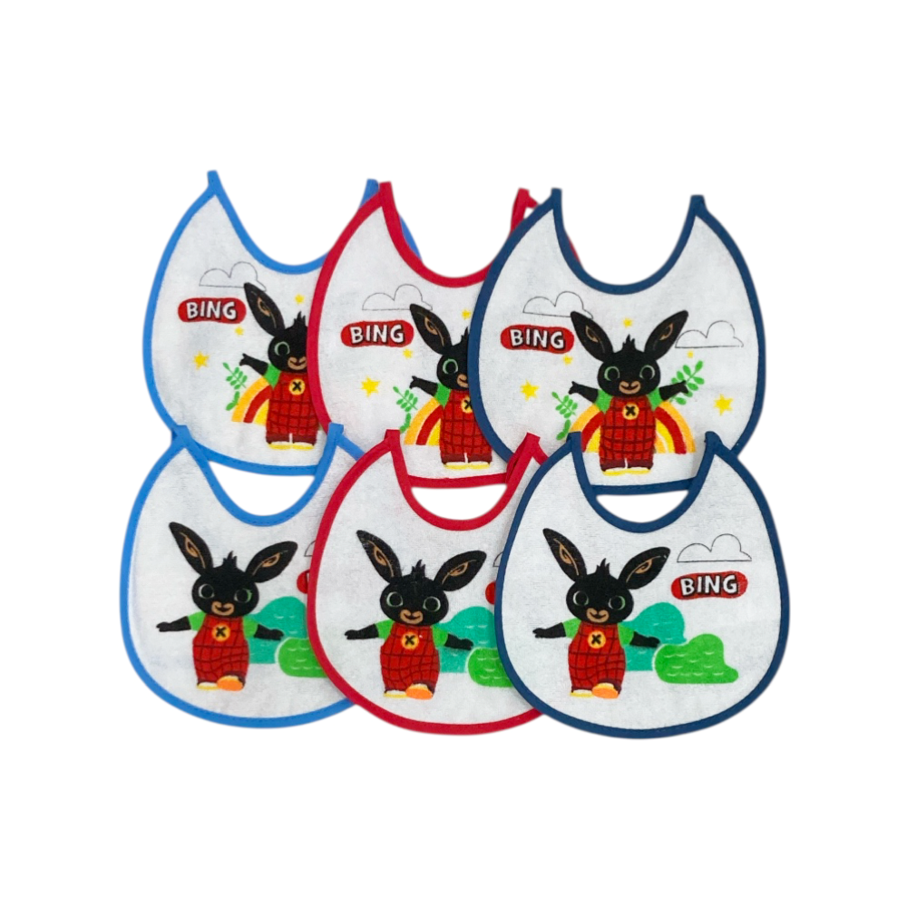 set 6 pezzi bavaglini spugna plastificata