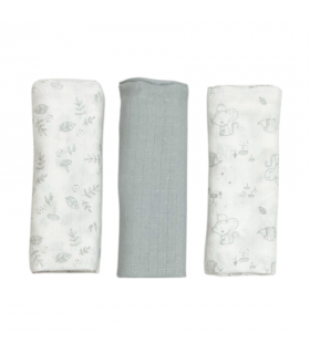 set 3 pezzi mussole cotone