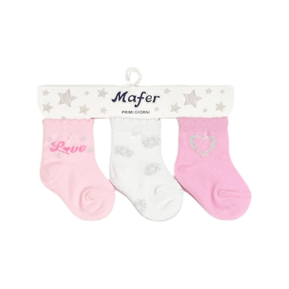 set 3 paia calzini neonata cotone