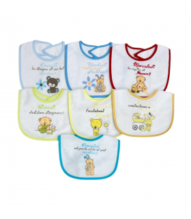 set 7 pezzi bavaglini spugna plastificata