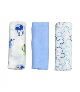 set 3 pezzi mussole cotone