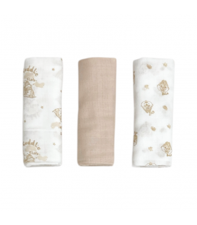 set 3 pezzi mussole neonato/a cotone