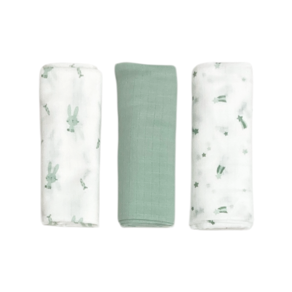 set 3 pezzi mussole cotone