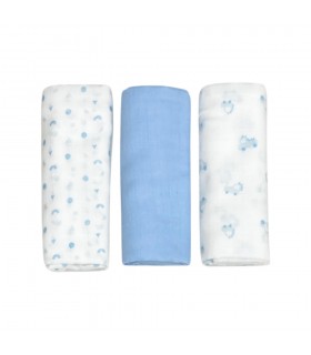 set 3 pezzi mussole cotone