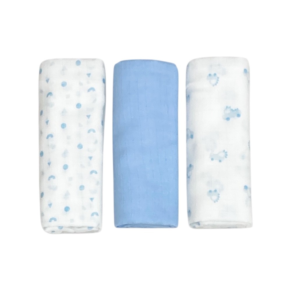 set 3 pezzi mussole cotone