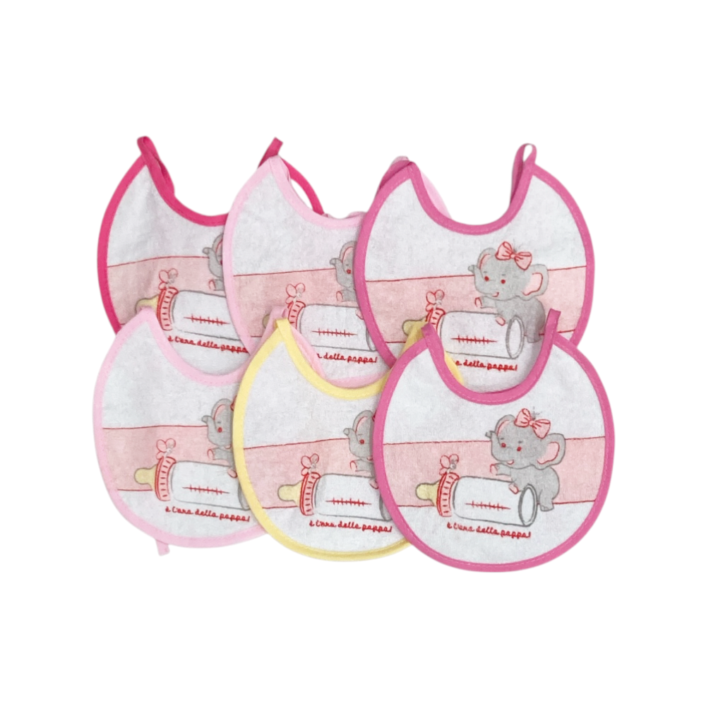 set 6 pezzi bavaglini spugna plastificata