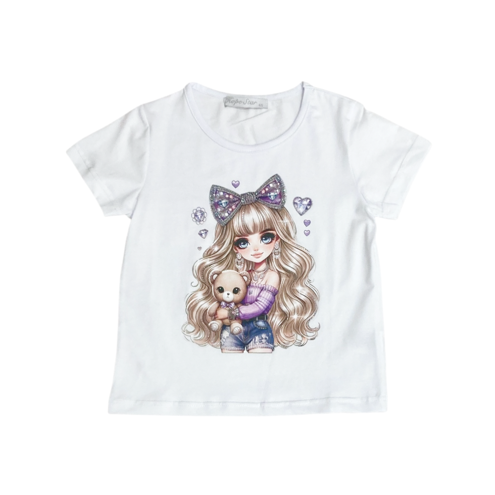 t-shirt bambina jersey 3/4-7/8 anni