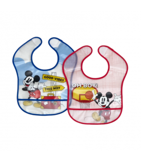 set 2 pezzi bavaglini plastica mickey