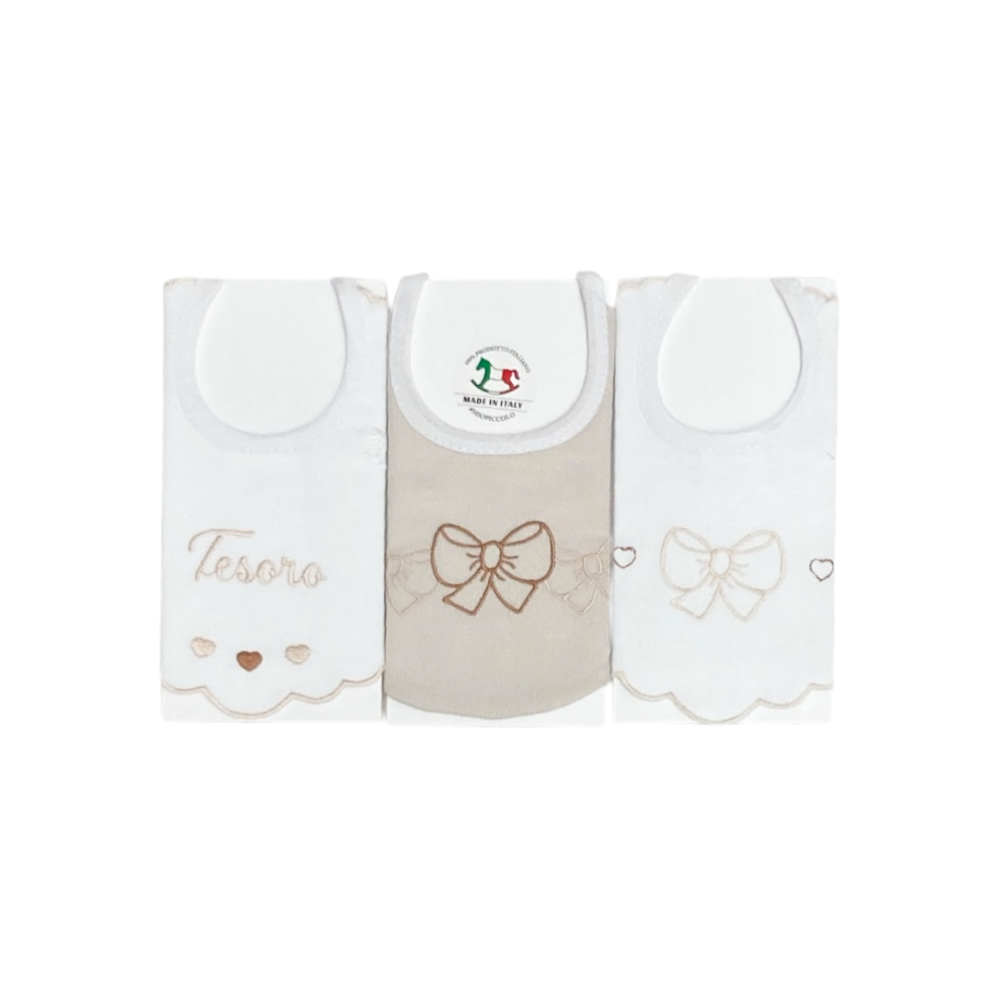set 3 pezzi bavaglini cotone