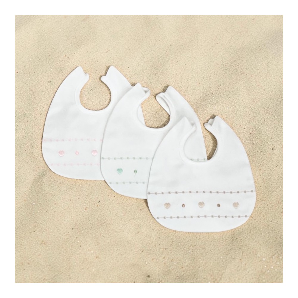 set 3 pezzi bavaglini neonata cotone