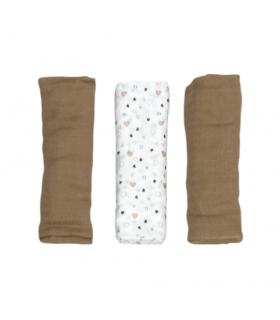 set 3 pezzi mussole cotone