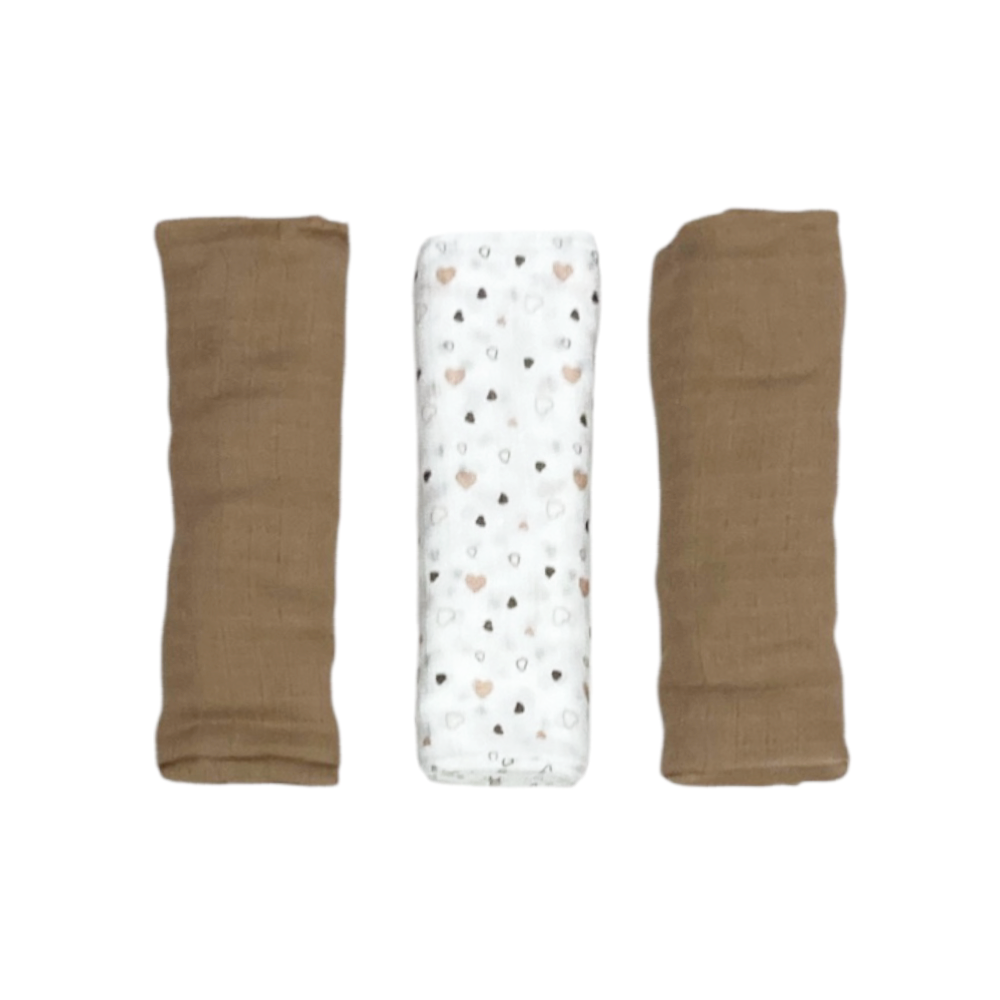 set 3 pezzi mussole cotone