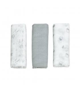 set 3 pezzi mussole cotone