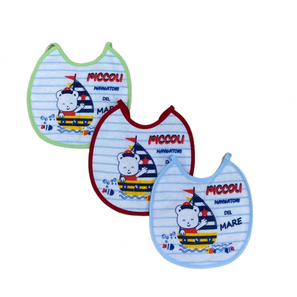 set 6 pezzi bavaglini spugna con retro pvc