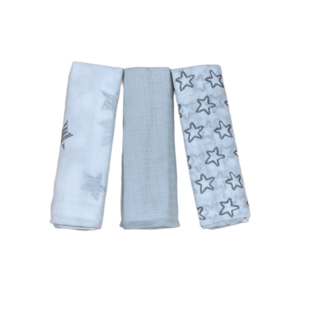 set 3 pezzi mussole cotone